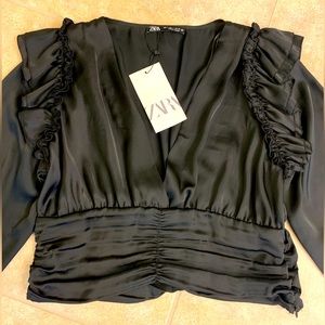 Zara blouse sexy fitted waist NWT